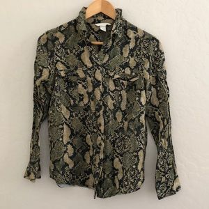 Snake print button down top